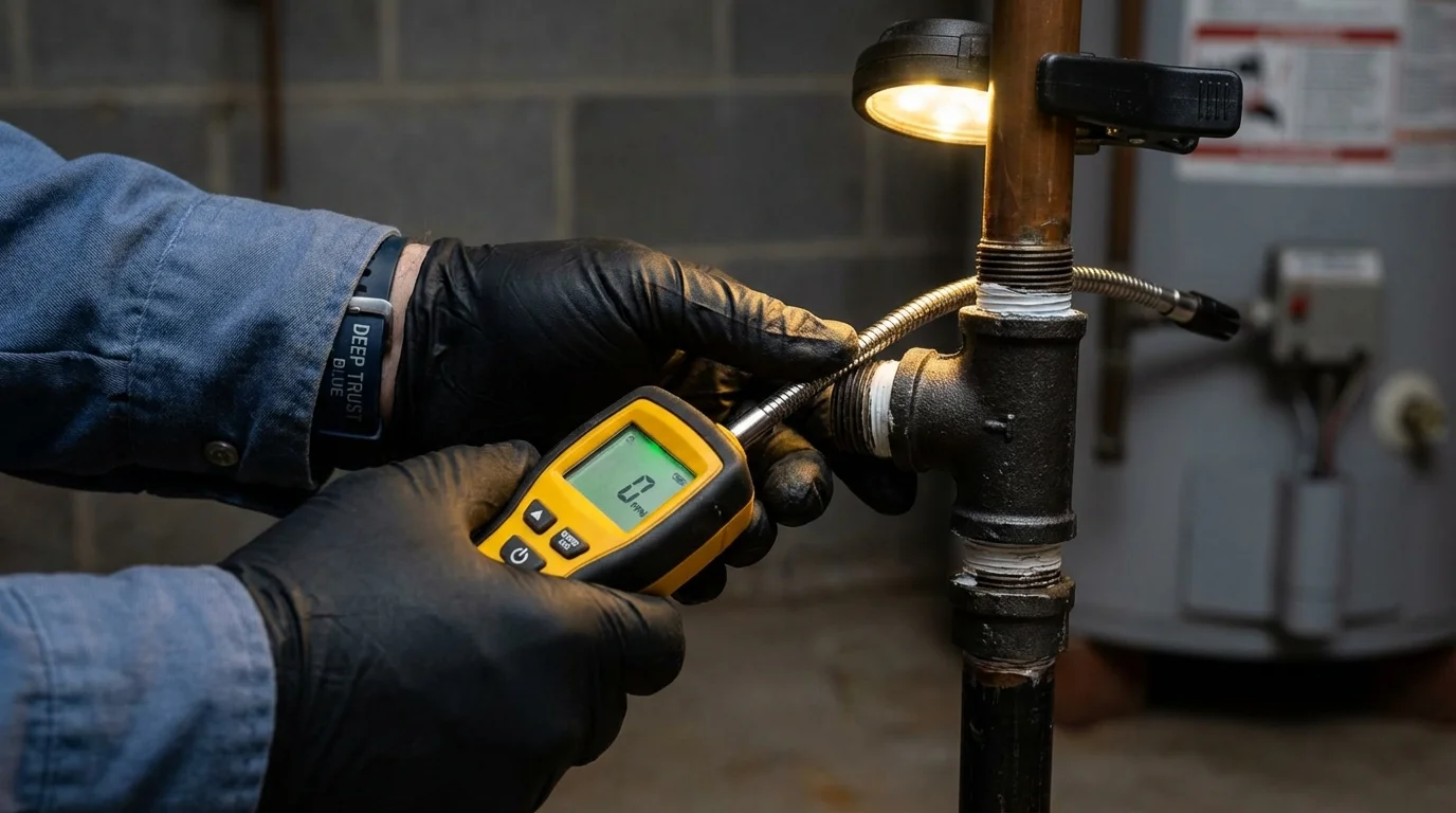 Gas leak detection with electronic sniffer by Johns Plumbing LLC in Denver